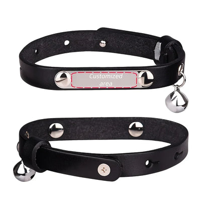 Collar Cuero Premium para Gato con Cascabel y Placa Grabada 😺
