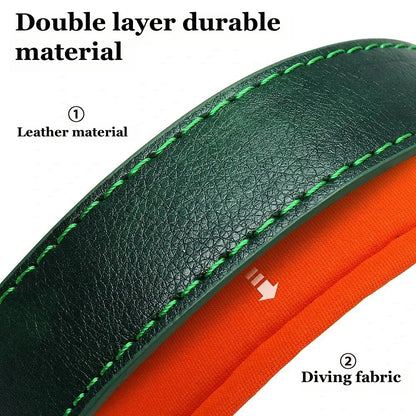 Collar de Cuero Acolchado Personalizado con Placa Grabada